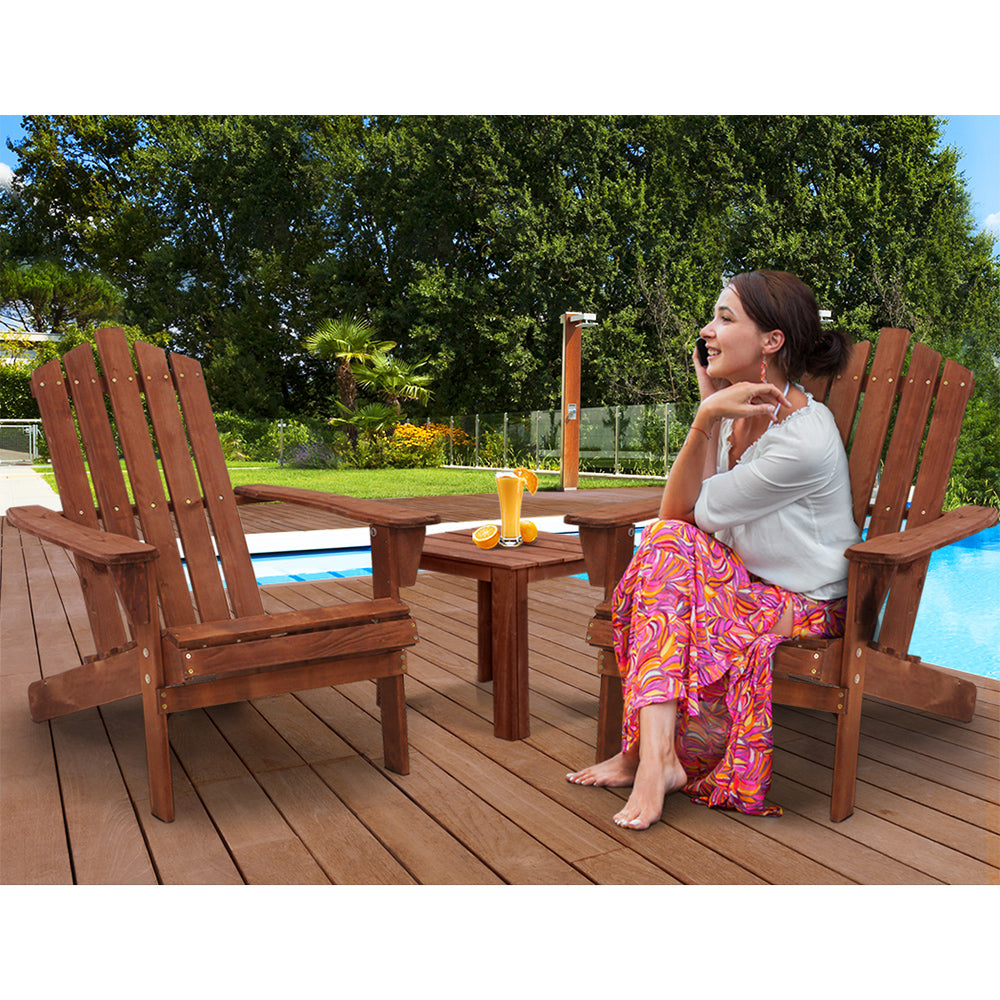 Shute Harbour 3 Piece Beach Chair Set, Brown Timber