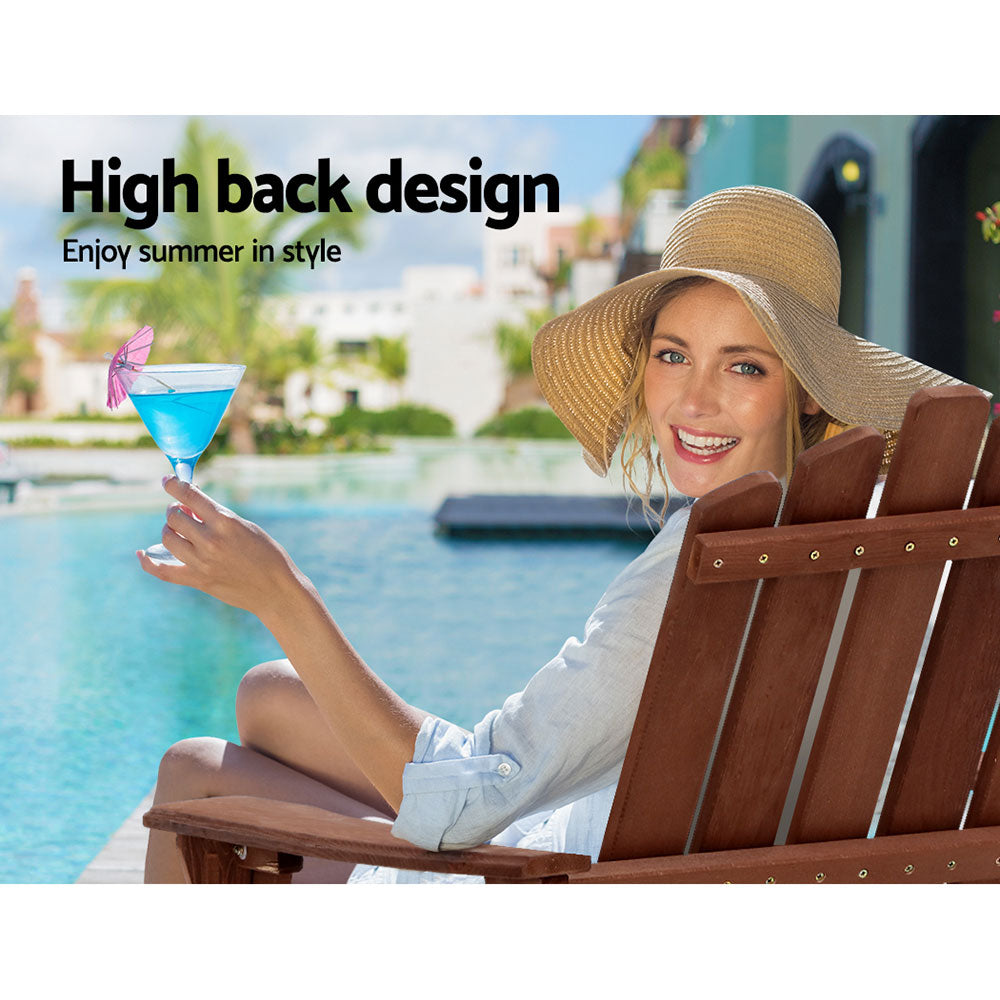 Shute Harbour 3 Piece Beach Chair Set, Brown Timber