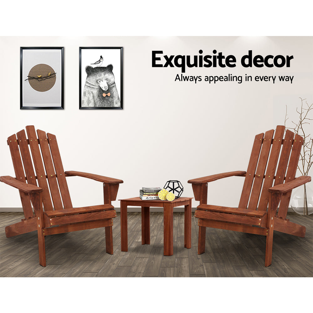 Shute Harbour 3 Piece Beach Chair Set, Brown Timber