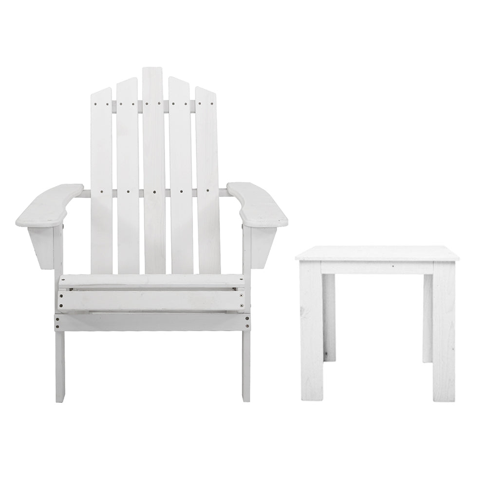 Shute Harbour 3 Piece Beach Chair Set, White Timber