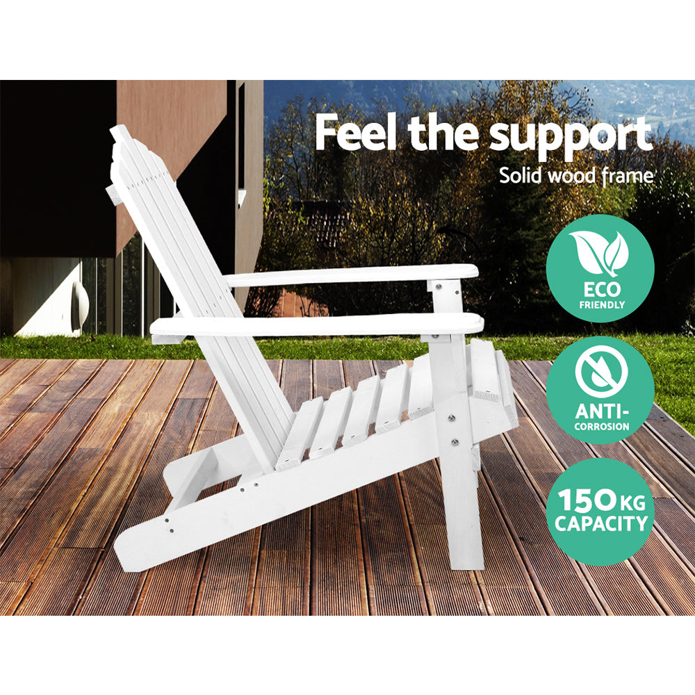 Shute Harbour 3 Piece Beach Chair Set, White Timber