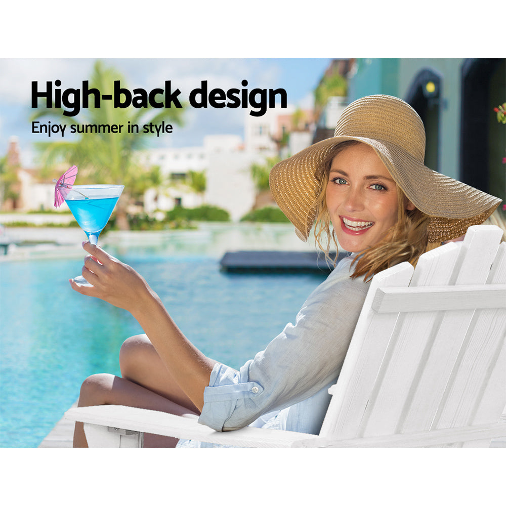 Shute Harbour 3 Piece Beach Chair Set, White Timber