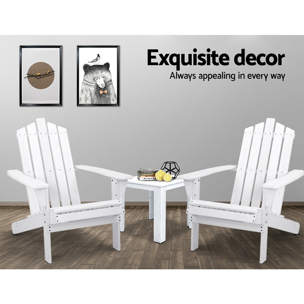 Shute Harbour 3 Piece Beach Chair Set, White Timber