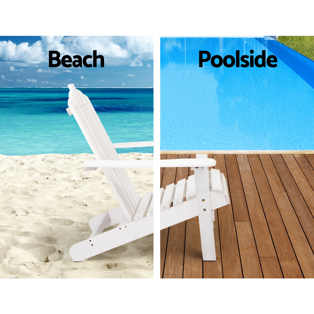 Shute Harbour 3 Piece Beach Chair Set, White Timber