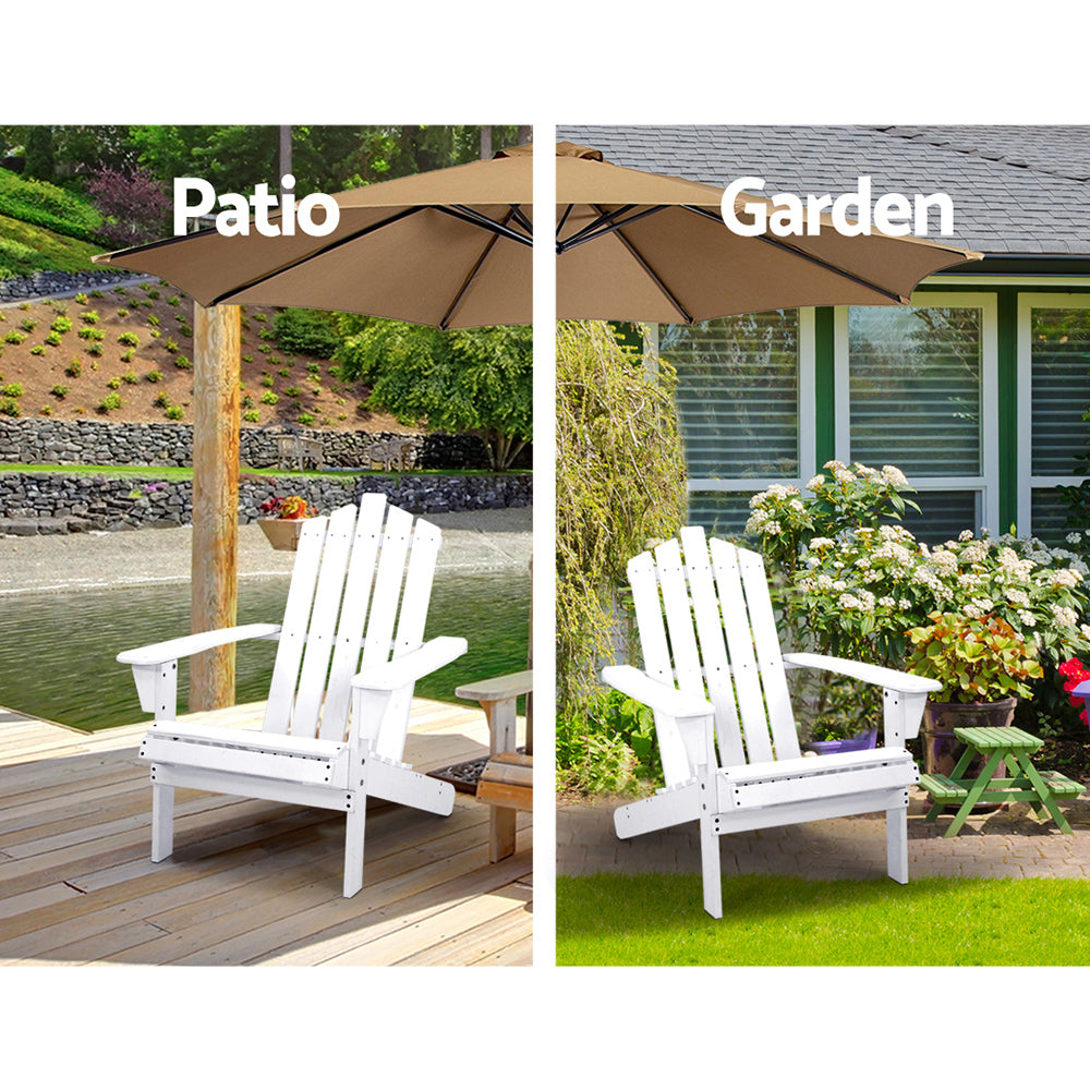 Shute Harbour 3 Piece Beach Chair Set, White Timber