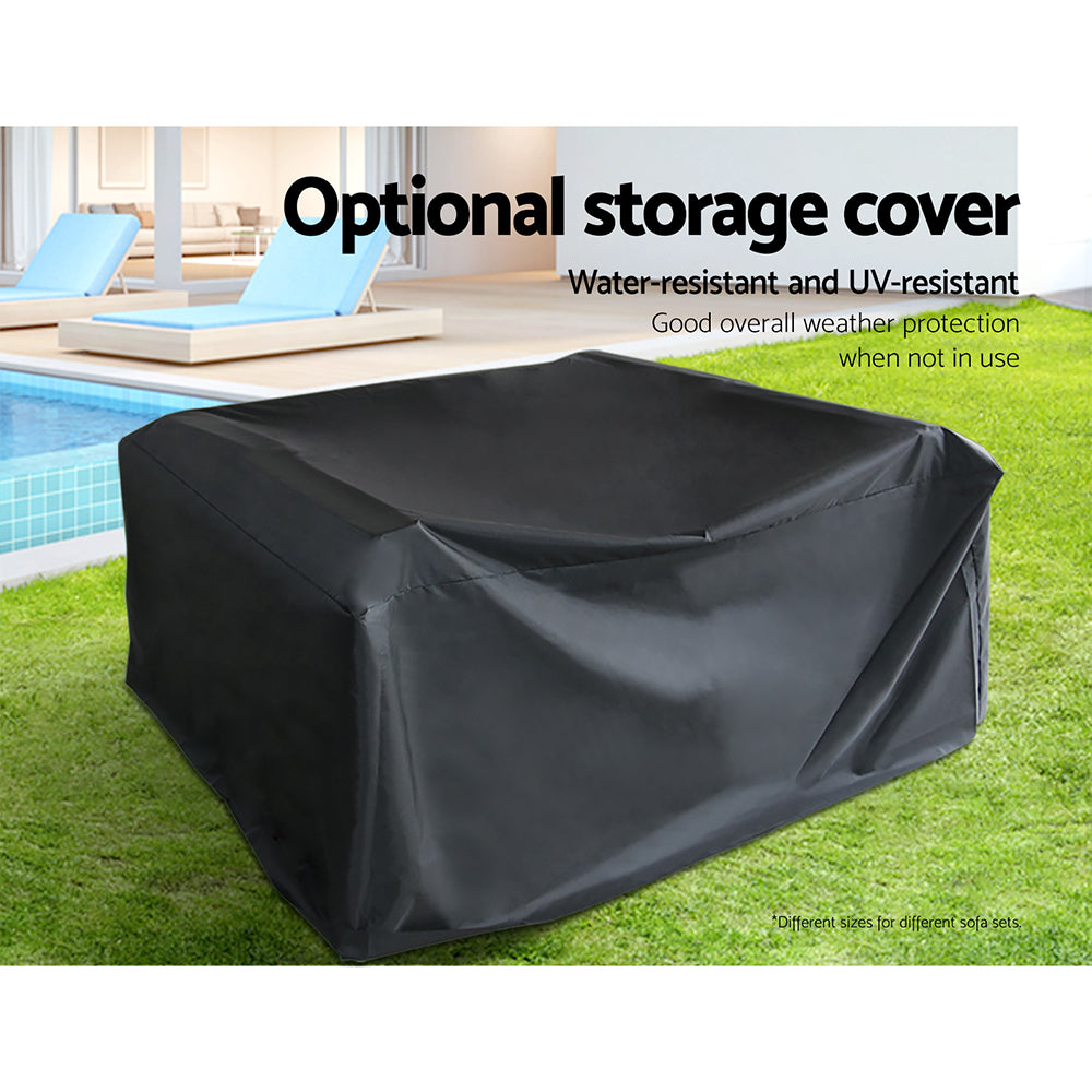 Rainbow Beach 7 Piece Outdoor Corner Lounge Set, Black Wicker