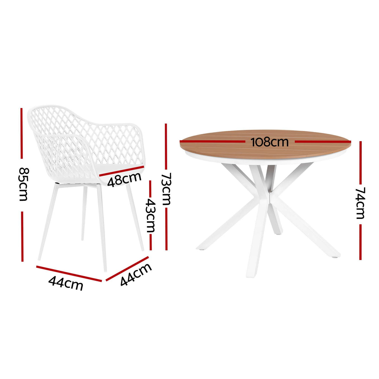 5 Piece Outdoor Dining Set, White, Diamond Weave Chairs, view 2