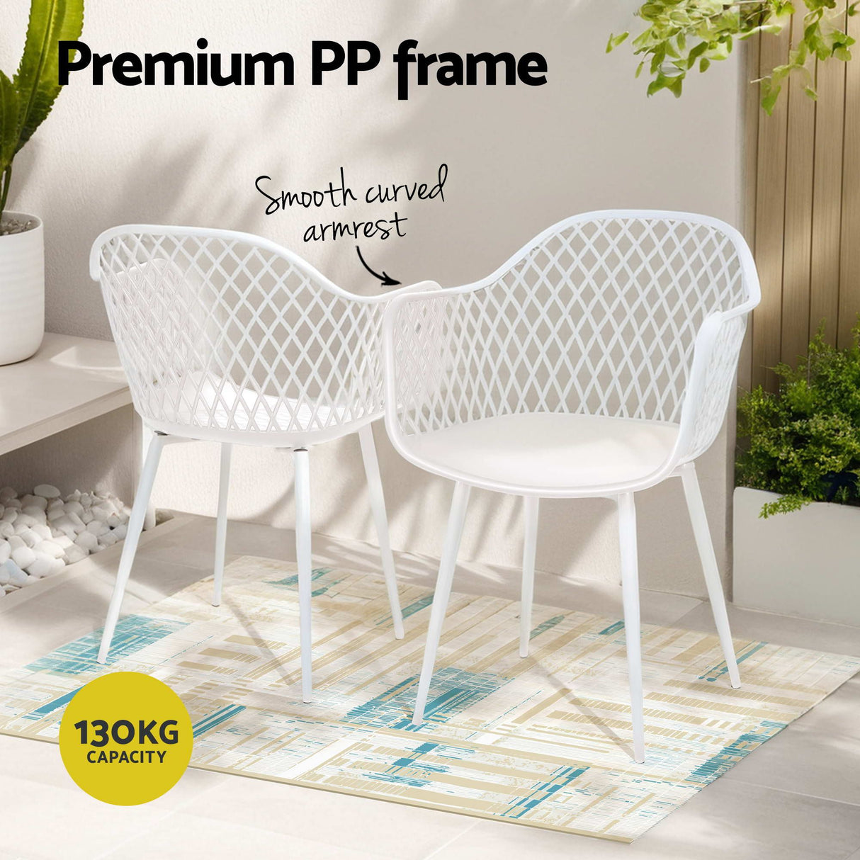 5 Piece Outdoor Dining Set, White, Diamond Weave Chairs, view 5