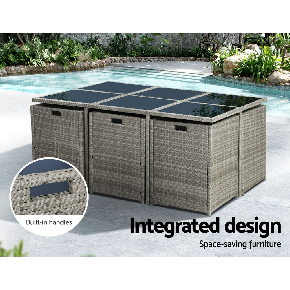 Ormiston 11 Piece Outdoor Dining Set, Grey