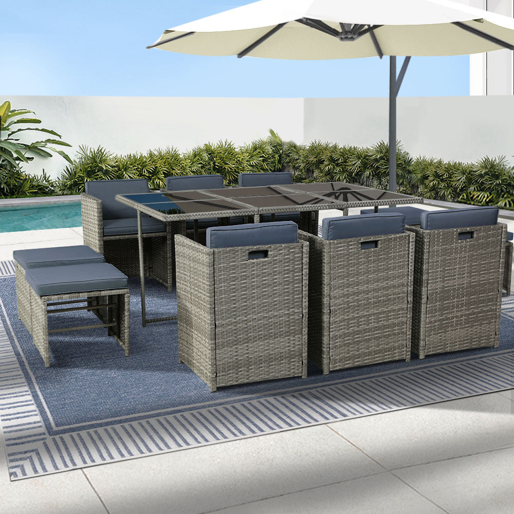 Ormiston 11 Piece Outdoor Dining Set, Grey