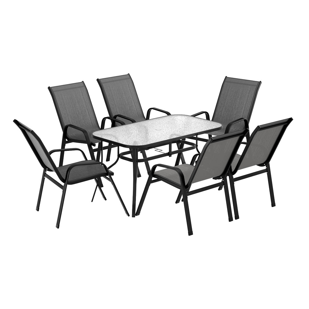Grey stackable textilene outdoor dining chair