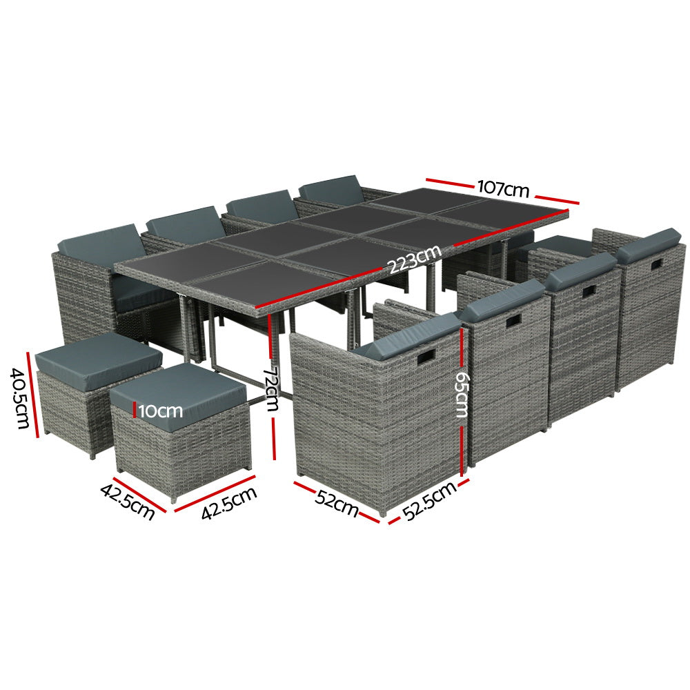 Rowes Bay 13 Piece Outdoor Dining Set, Grey