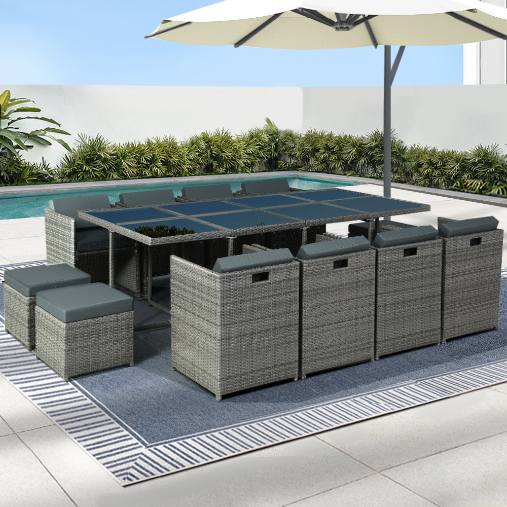 Rowes Bay 13 Piece Outdoor Dining Set, Grey