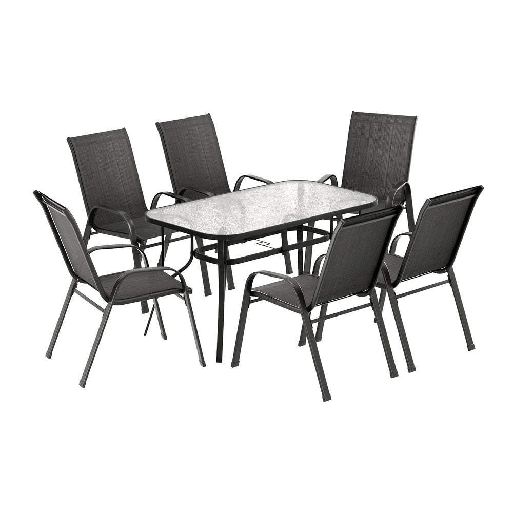 Black stackable textilene outdoor dining chair