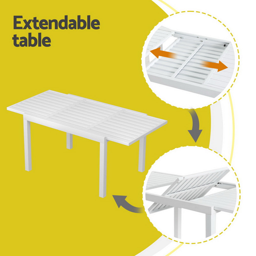 Slatted aluminium tabletop detail for drainage