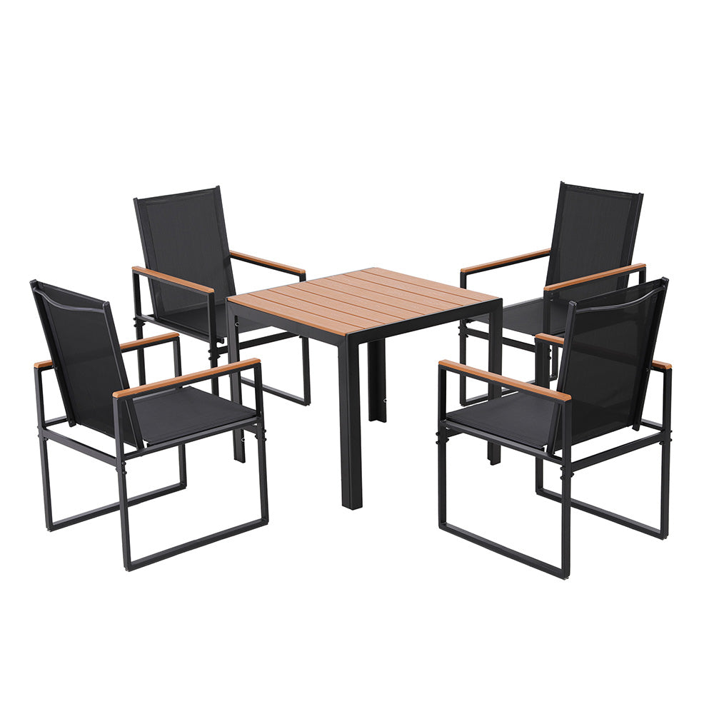 Montacute 5 Piece Outdoor Dining Set, Black Steel