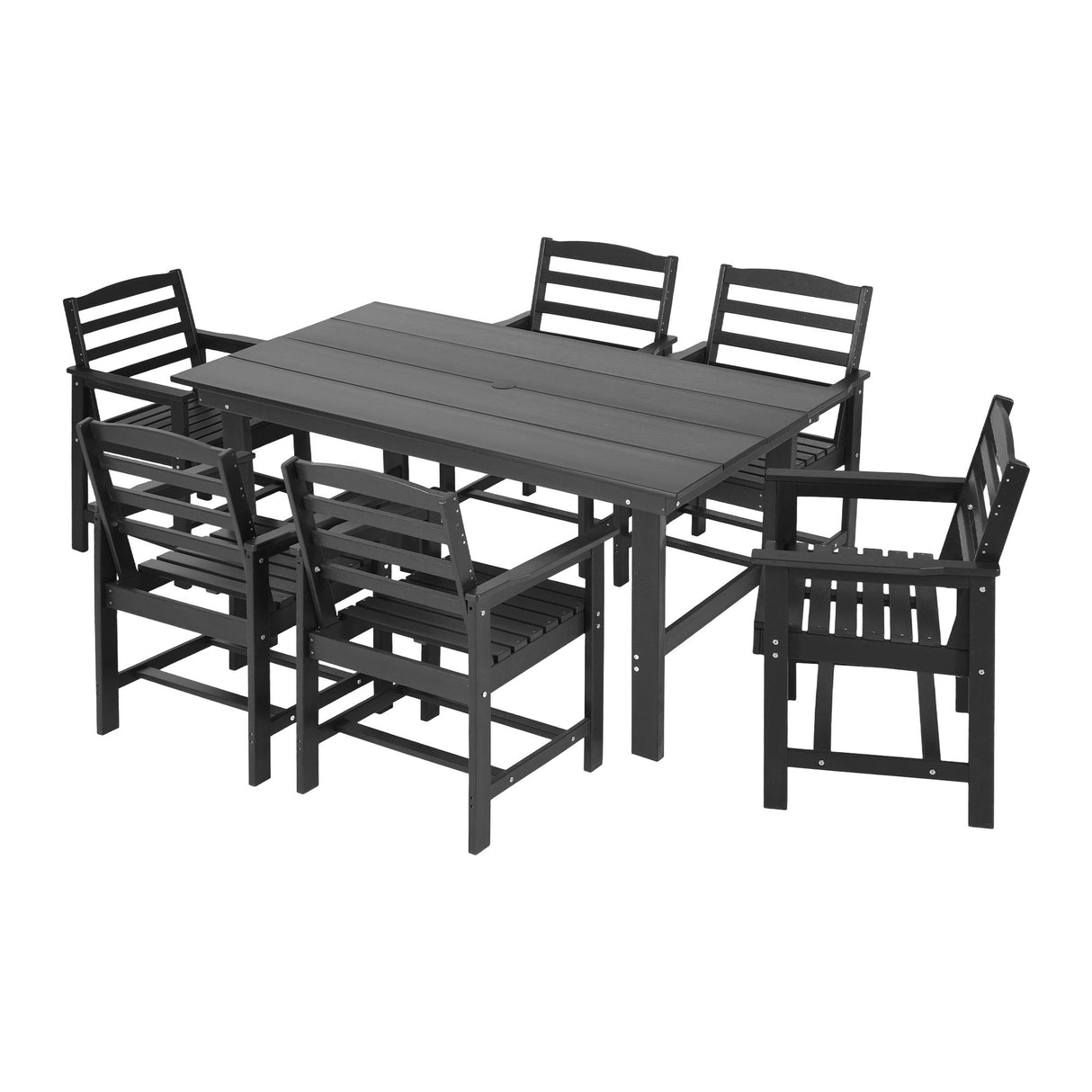 7 Piece HDPE Outdoor Dining Set in Black