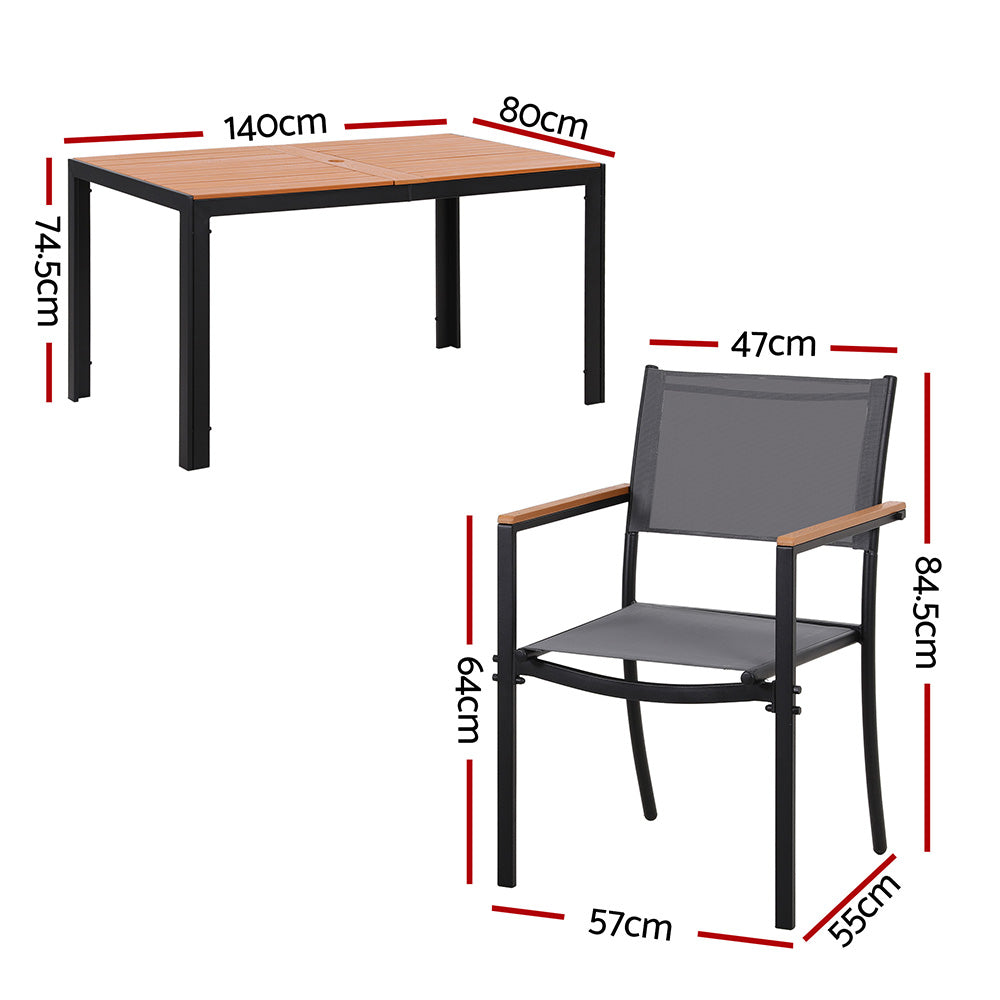 Black and grey textilene outdoor dining chair
