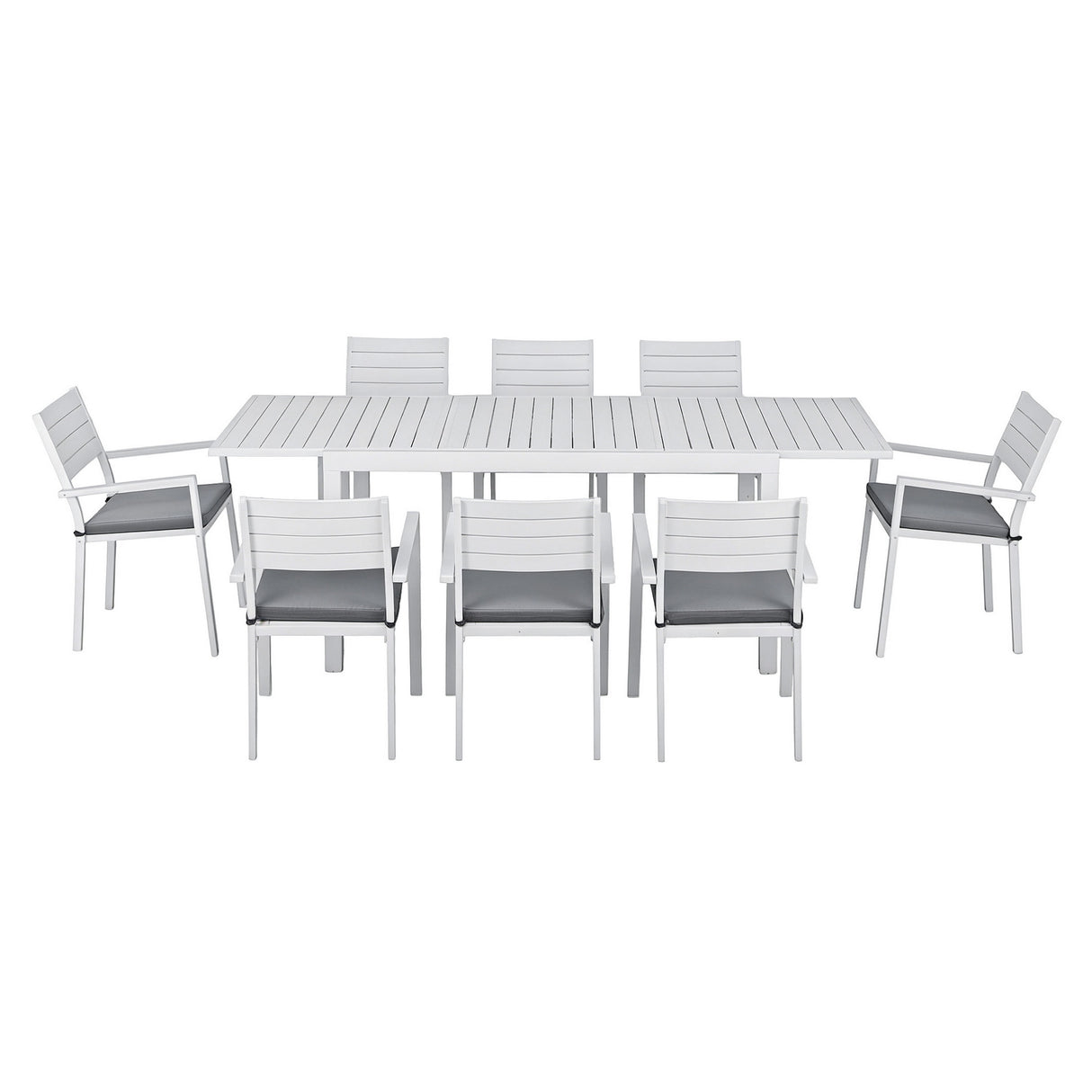9 Piece Extendable Aluminium Outdoor Dining Set in White