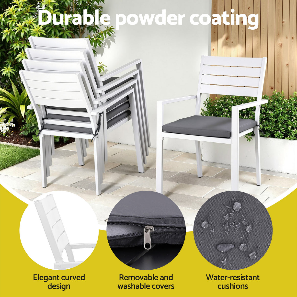 9 Piece Extendable Aluminium Outdoor Dining Set in White