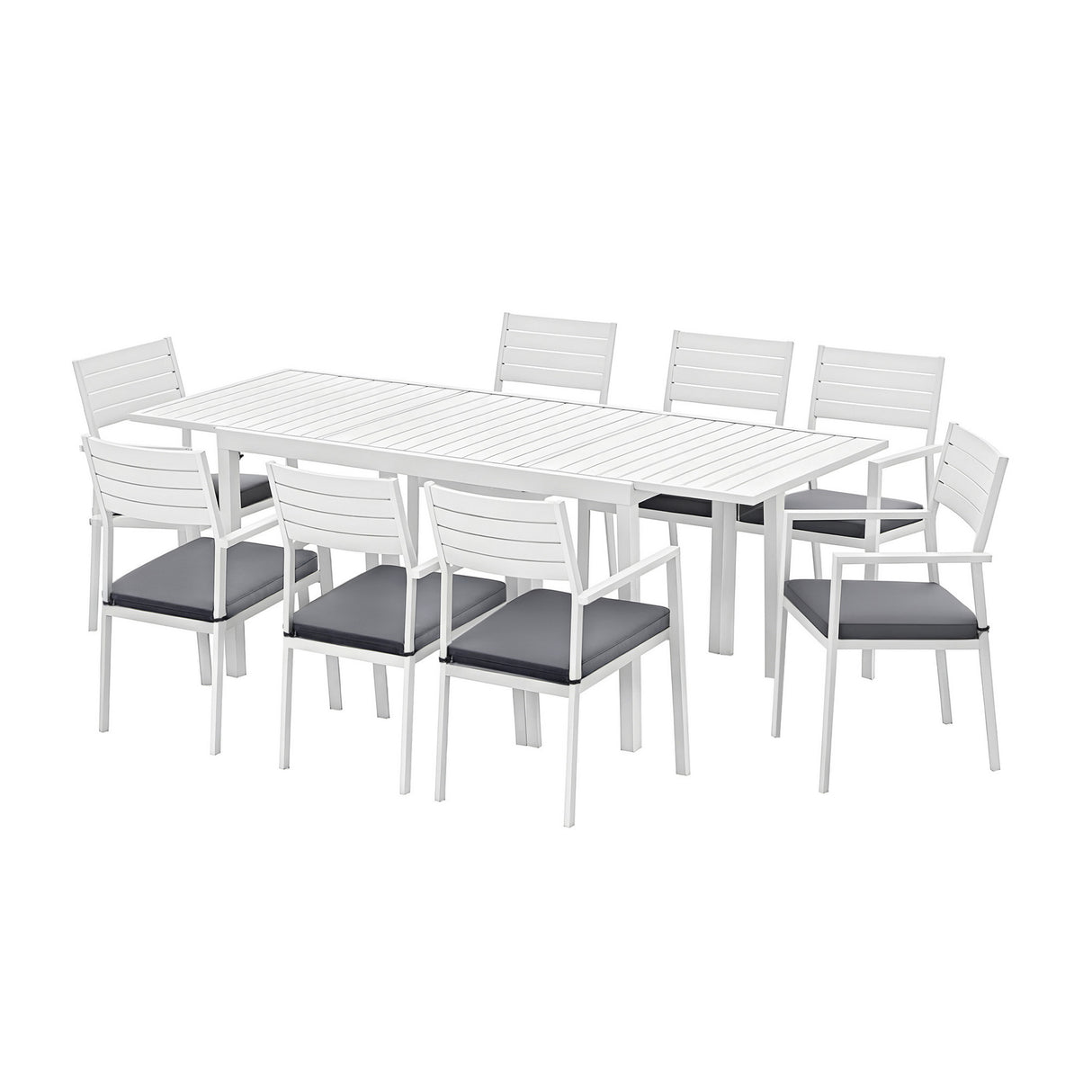 9 Piece Extendable Aluminium Outdoor Dining Set in White