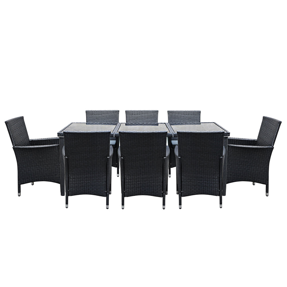 Bargara 9 Piece Outdoor Dining Set, Black Wicker