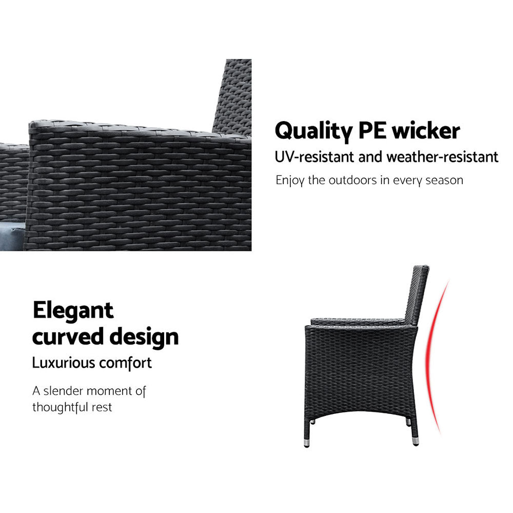Bargara 9 Piece Outdoor Dining Set, Black Wicker
