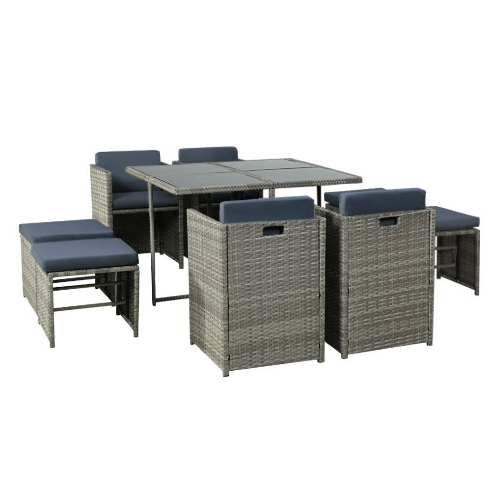 Clifton Beach 9 Piece Outdoor Dining Set, Grey
