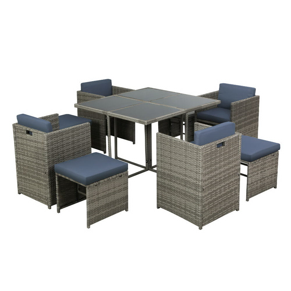 Clifton Beach 9 Piece Outdoor Dining Set, Grey