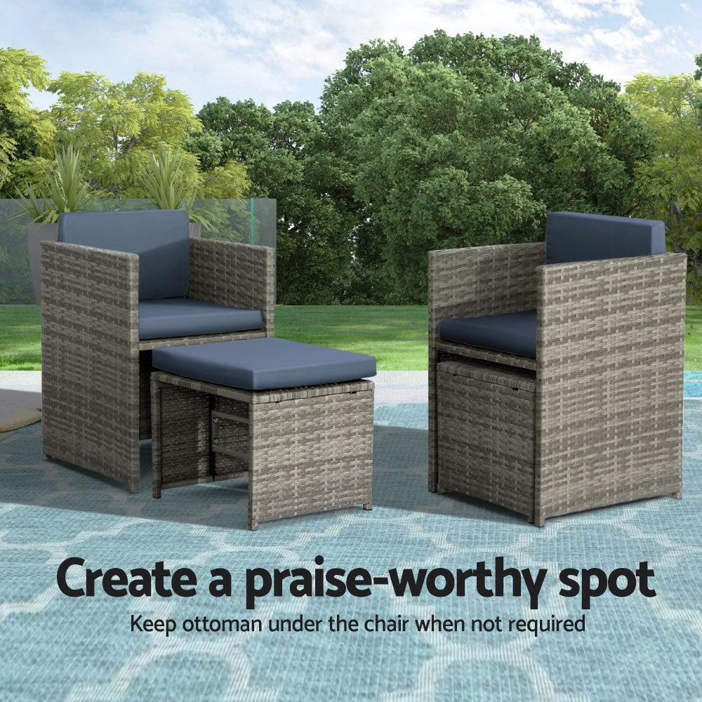 Clifton Beach 9 Piece Outdoor Dining Set, Grey