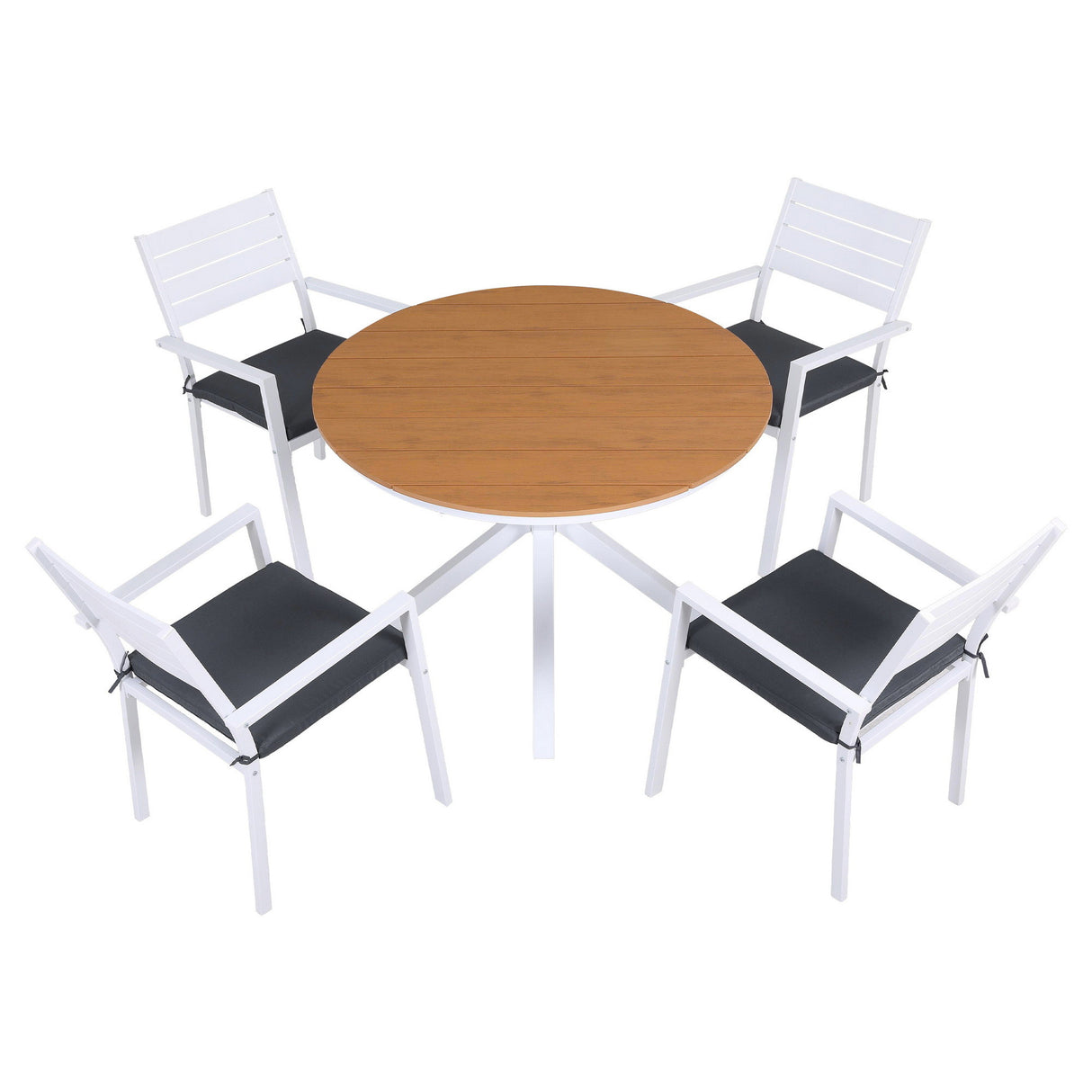 White cushioned aluminium outdoor dining chair with high backrest