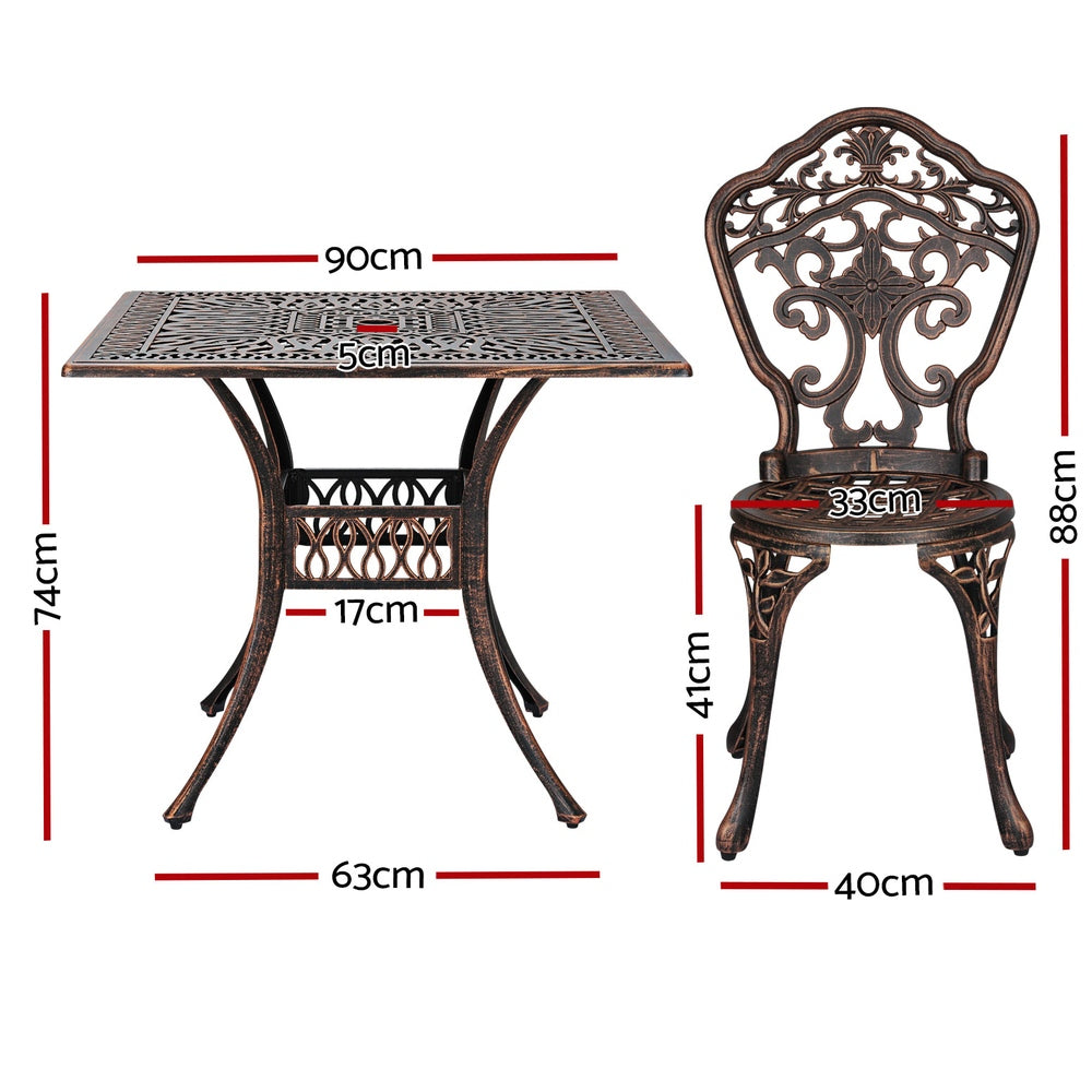 Redlynch 5 Piece Outdoor Dining Set, Bronze