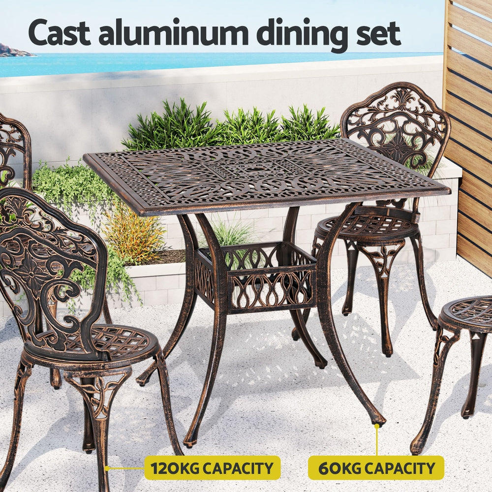 Redlynch 5 Piece Outdoor Dining Set, Bronze