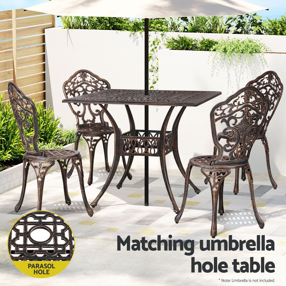 Redlynch 5 Piece Outdoor Dining Set, Bronze
