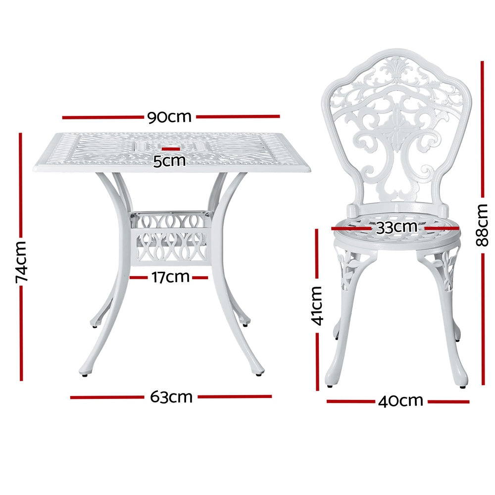 Redlynch 5 Piece Outdoor Dining Set, White