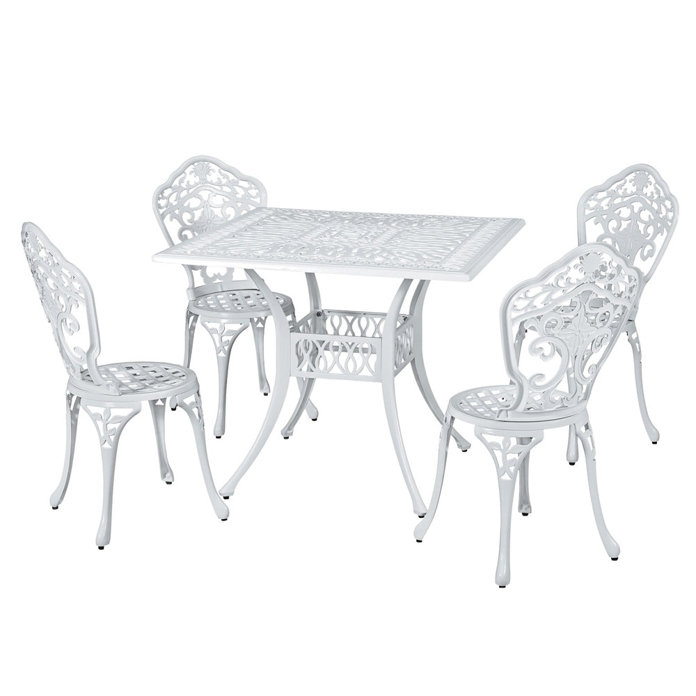 Redlynch 5 Piece Outdoor Dining Set, White