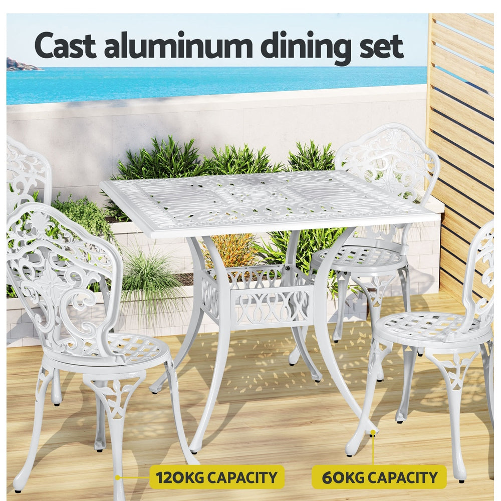 Redlynch 5 Piece Outdoor Dining Set, White