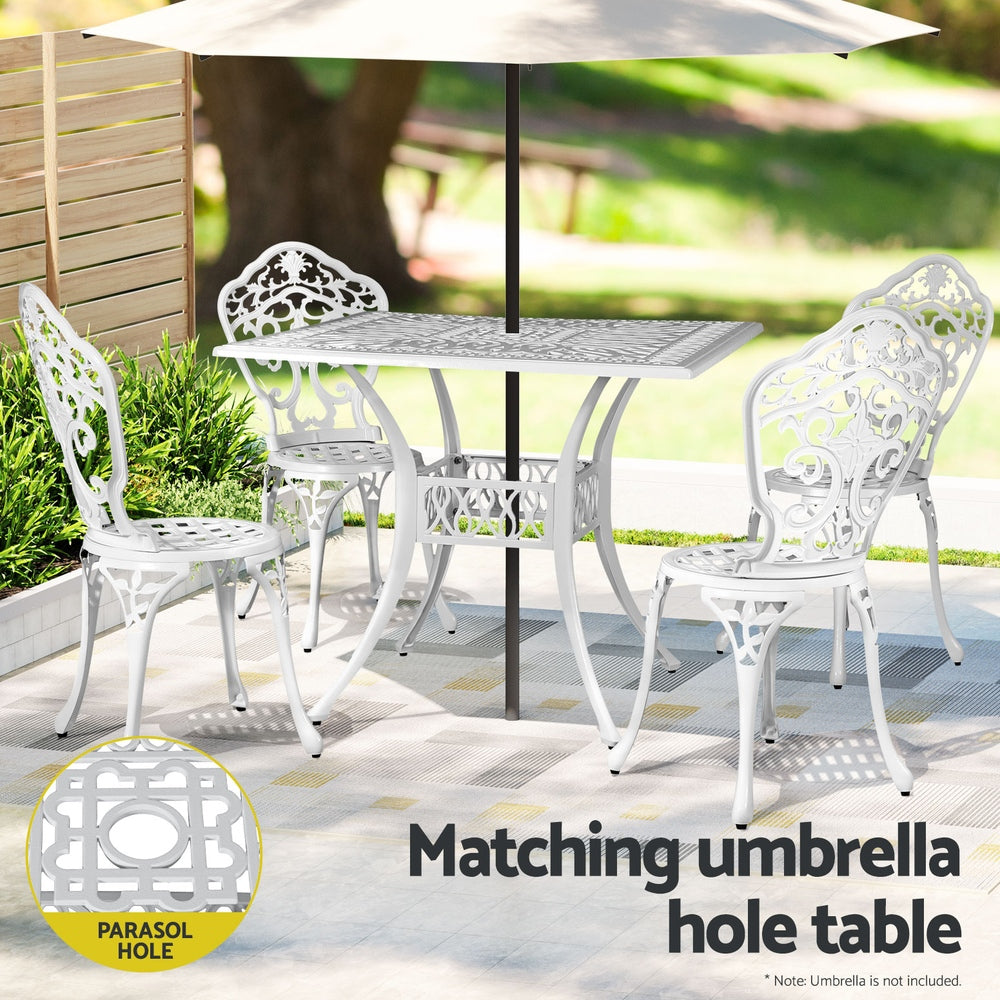 Redlynch 5 Piece Outdoor Dining Set, White