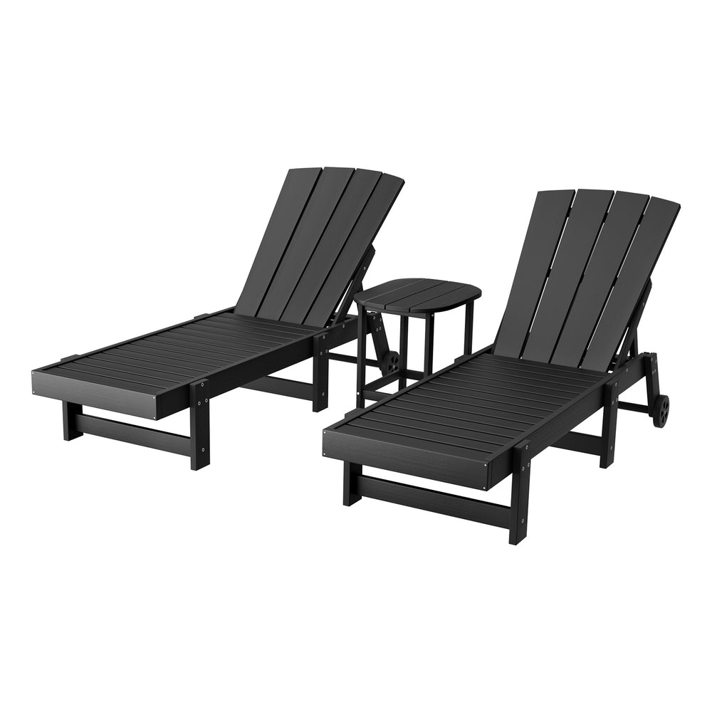 Burrum Heads 3 Piece Outdoor Lounge Set, Black