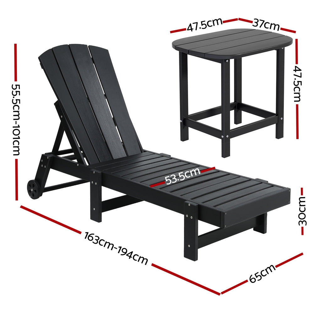 Burrum Heads 3 Piece Outdoor Lounge Set, Black