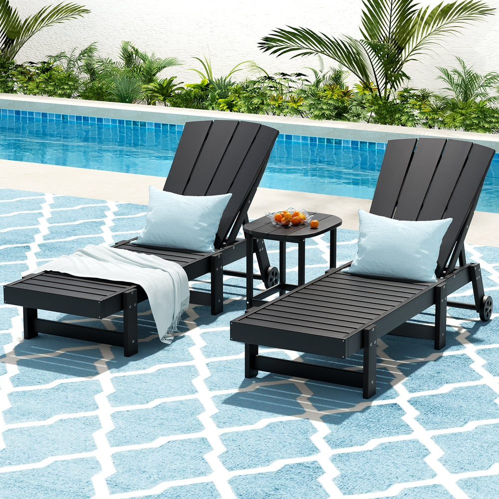 Burrum Heads 3 Piece Outdoor Lounge Set, Black