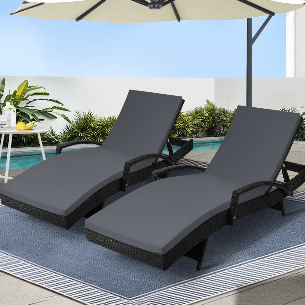 Moore Park black wicker sun lounge in an outdoor setting