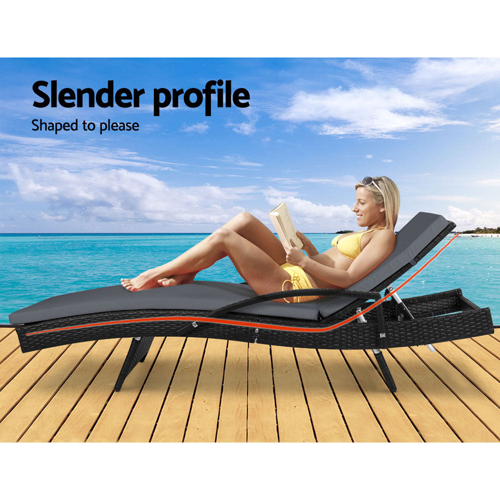 Moore Park 2pcs Sun Lounge, Black Wicker