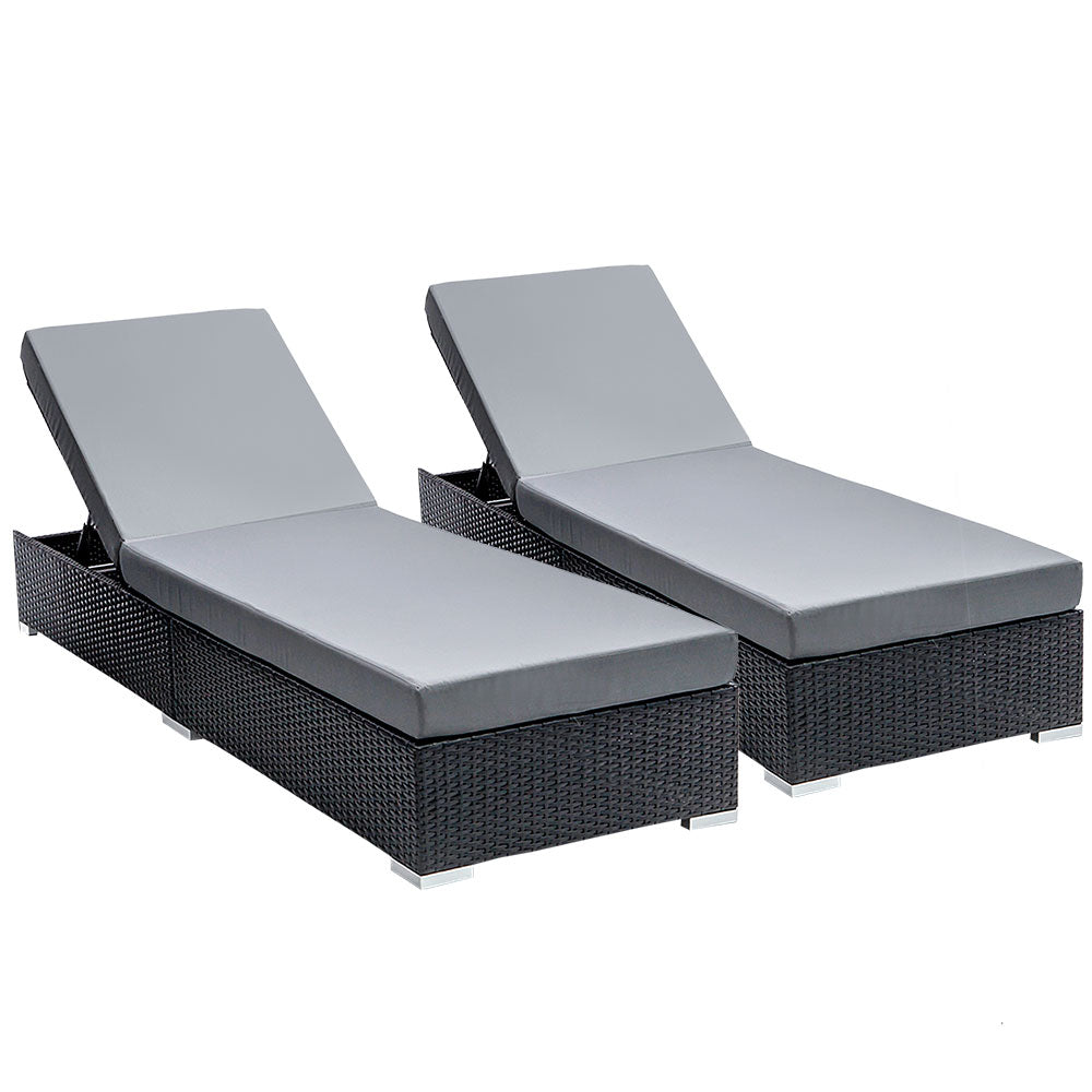 Shellharbour Sun Lounger Black 2pcs image 7