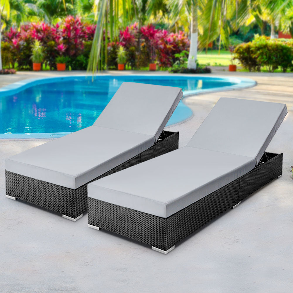 Shellharbour Sun Lounger Black 2pcs image 1