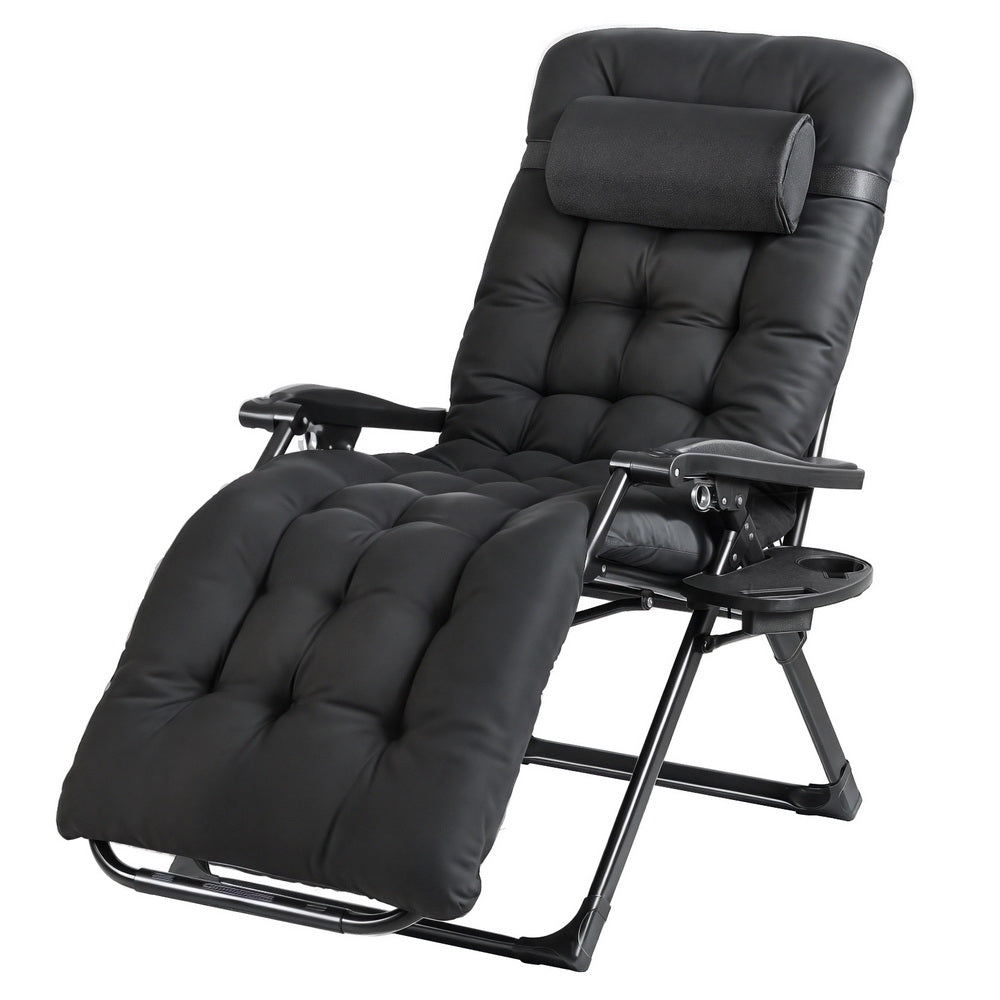 Yeppoon black steel outdoor lounger in an outdoor setting