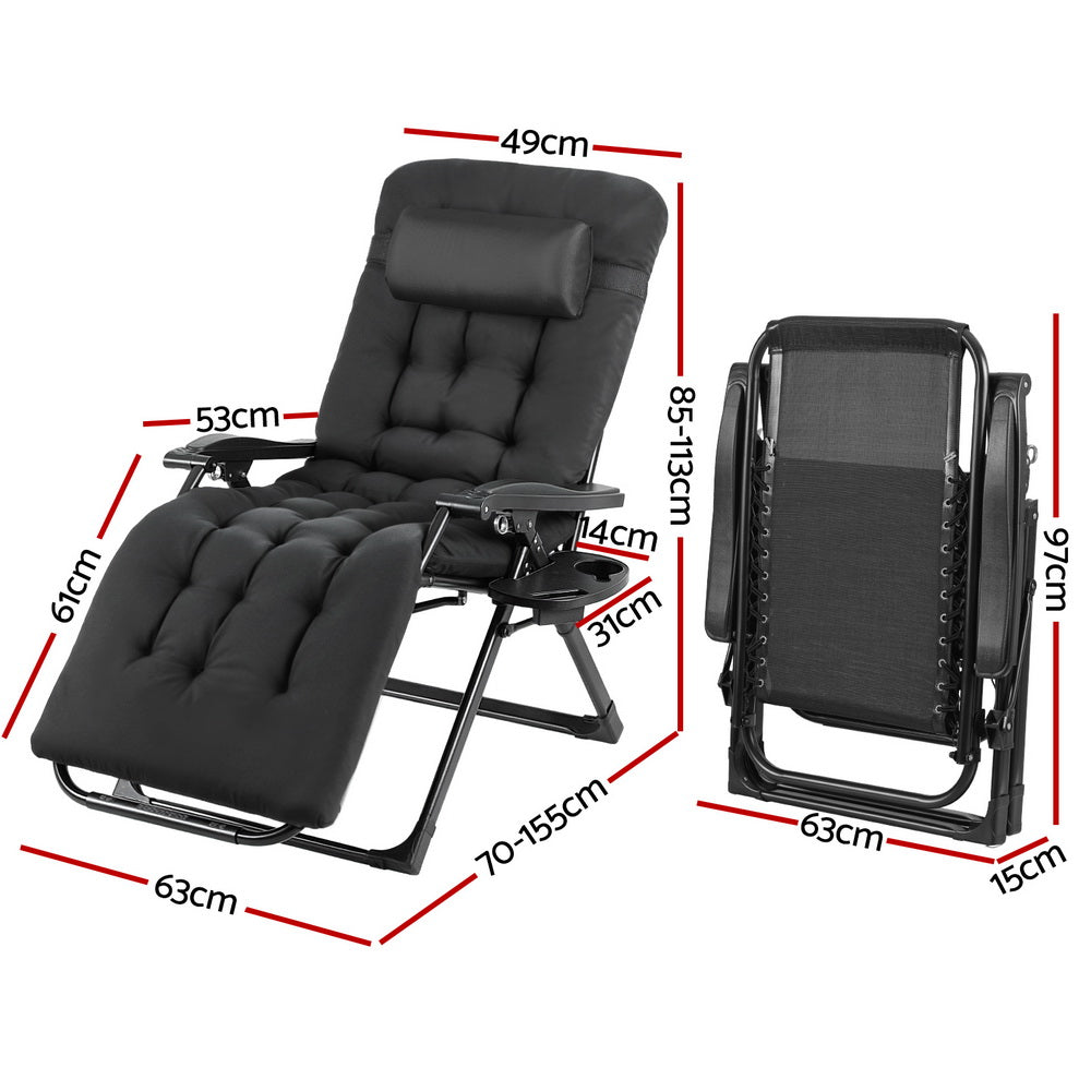 Yeppoon Outdoor Lounger, Black Steel