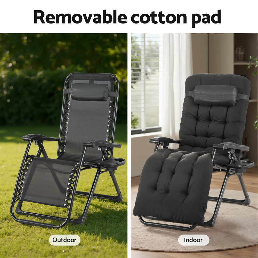 Yeppoon Outdoor Lounger, Black Steel