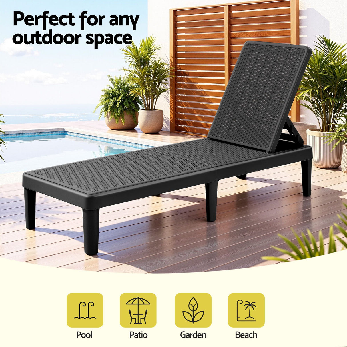 Bawley Point Sun Lounger, Black