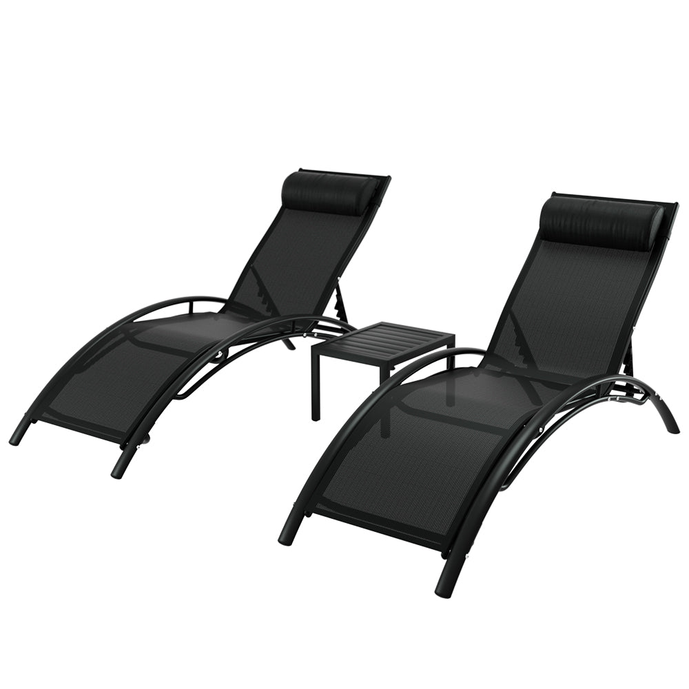 Pialba 3 Piece Lounge Set, Black